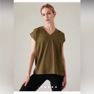Athleta Olive V-Neck Women's Top